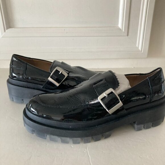 NWOB Free People Mackenzie MJ Black Patent Leather Loafers Sz 39